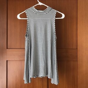 Nordstrom Black and White Stripe Mock Neck Tank